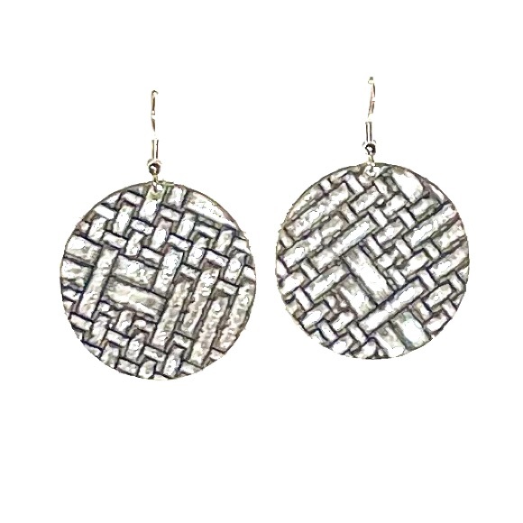 Jewelry - Real Genuine Leather Circle Earrings - Silver